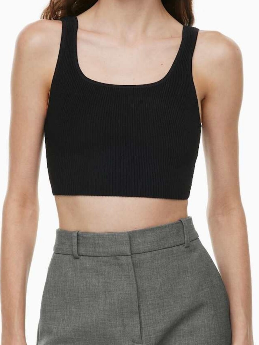 Babaton Sculpt Knit Squareneck Cropped Tank Womens Size Small Black Aritzia Top